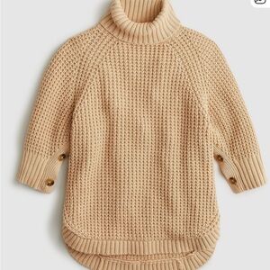J Crew tan cotton knit turtleneck poncho, NWOT, M/L